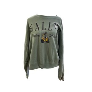 Disney Pixar‎ Wall-E Explore Protect Graphic Crop Sweatshirt Sage Green Large